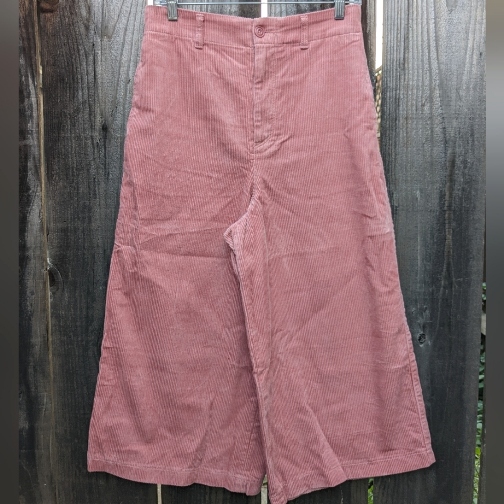 Pink Uniqlo High Waist, Wide Leg Corduroys